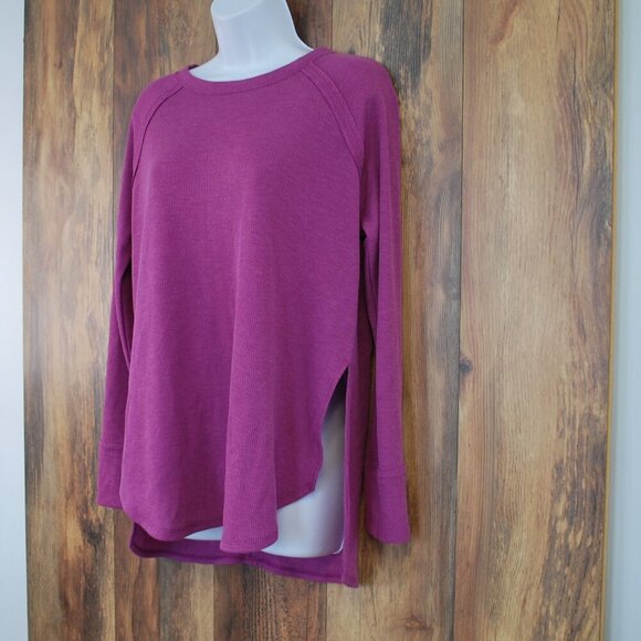Zenana Women's Waffle Long Sleeve Side Slit Shirt S - Picture 1 of 4